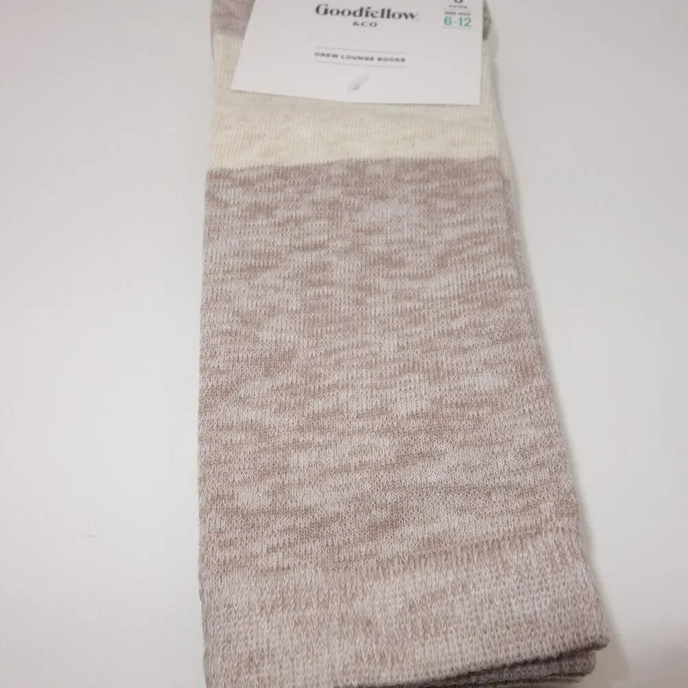NEW Goodfellow & Co. Colorblock Crew Socks 3 Pack Cream Tan Green Men's 6-12